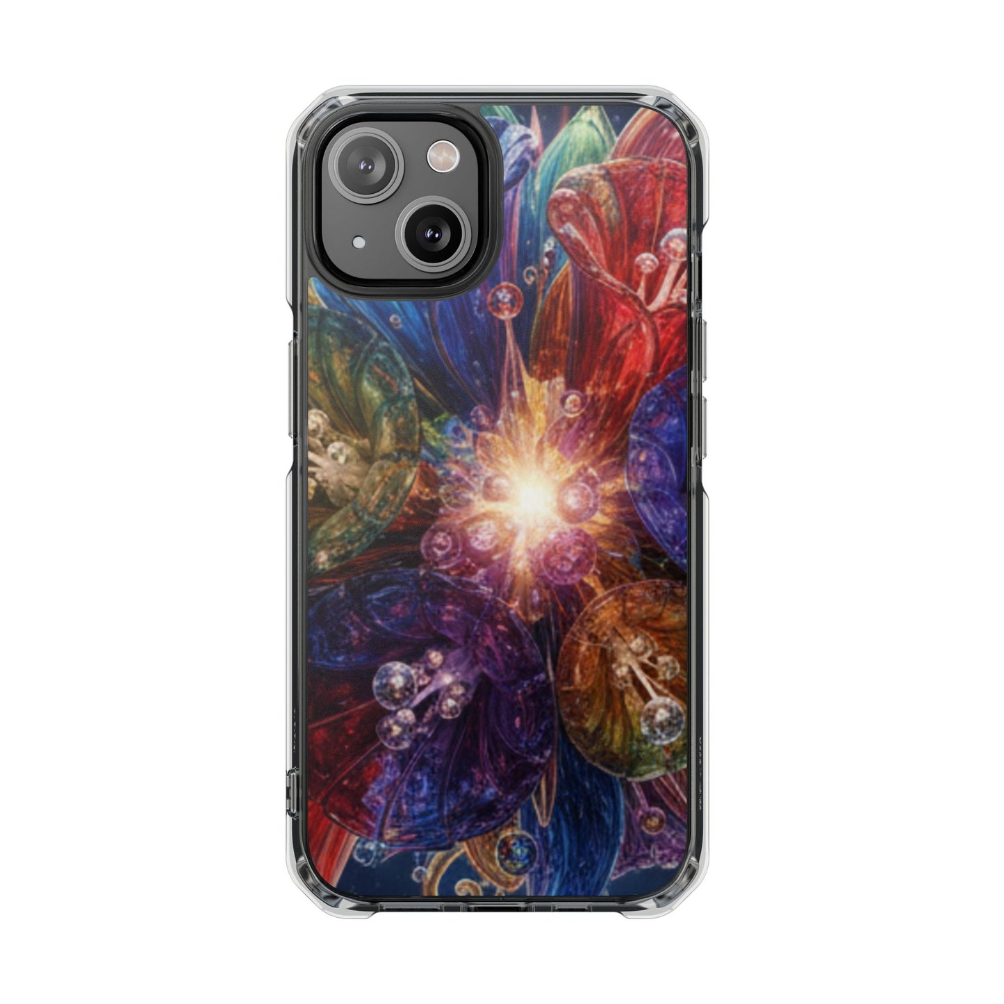 Magnetic Impact Phone Case for iPhone 17/16/15/14, Magnetic Clear Phone Case — Cosmic Abstract Art Impact Case
