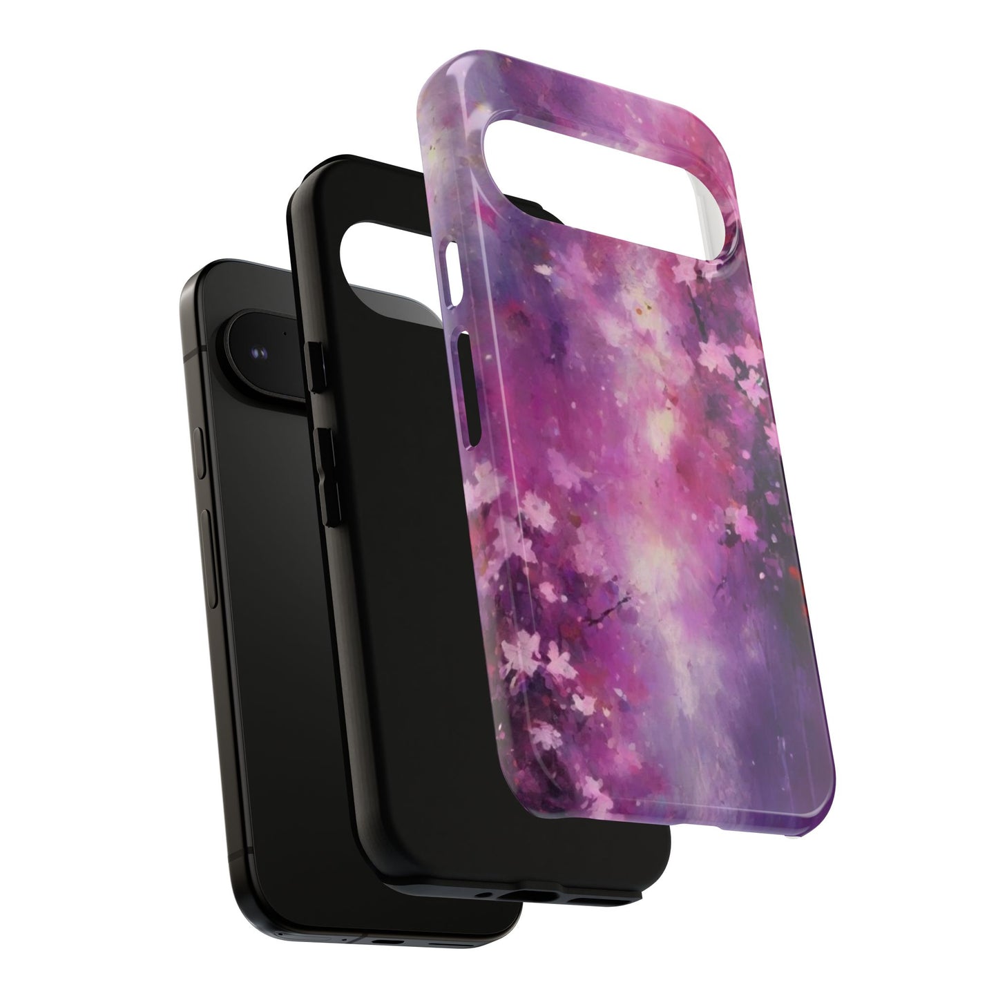 Tough Case Phone Case for Google Pixel 7/8/9– Dual Layer, Matte/Glossy Finish, Wireless Charging Compatible, Artistic Floral Phone Case - Tough Cases with Cherry Blossom Design