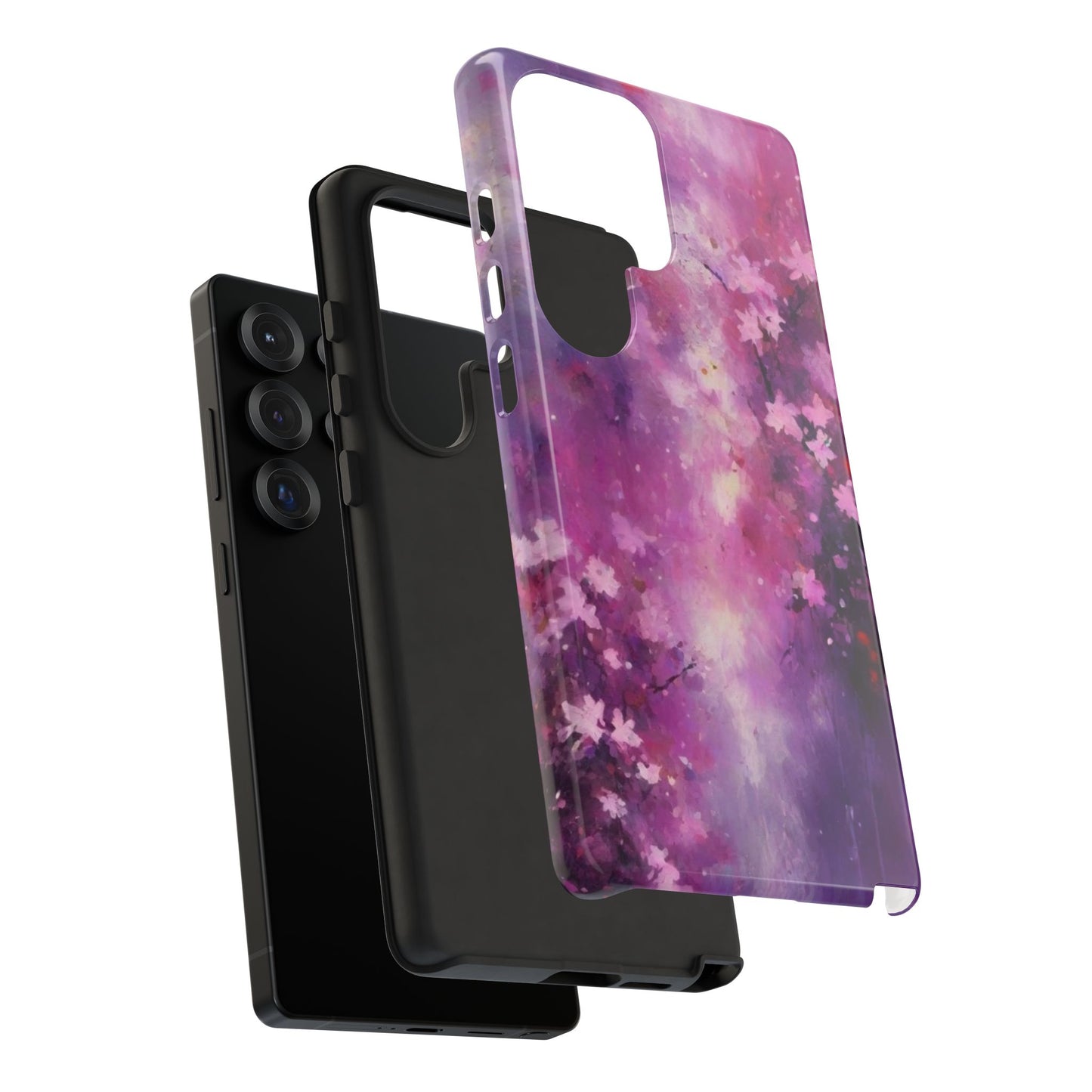 Tough Case Phone Case for Samsung Galaxy S25/S24/S23 – Dual Layer, Matte/Glossy Finish, Wireless Charging Compatible, Cherry Blossom Tough Case - Floral Phone Cover