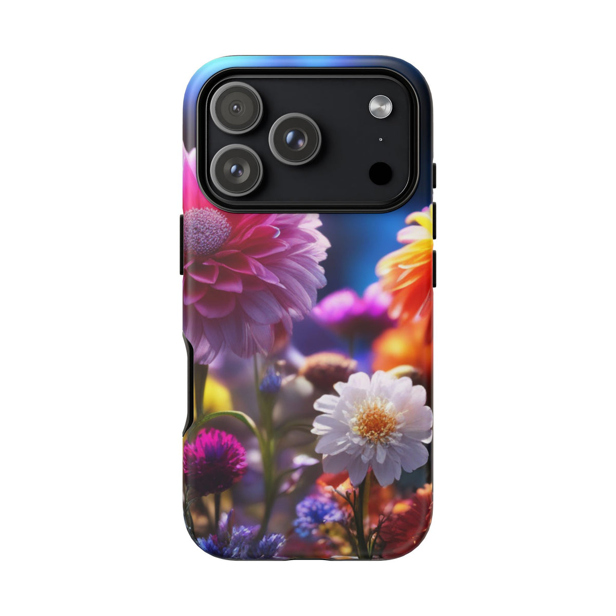 iPhone Tough Cases Phone Cases for iPhone 14\15\16\17 – Dual Layer, Matte/Glossy Finish, Wireless Charging Compatible, Floral Garden Phone Case — Vibrant Bloom Protective iPhone Cover