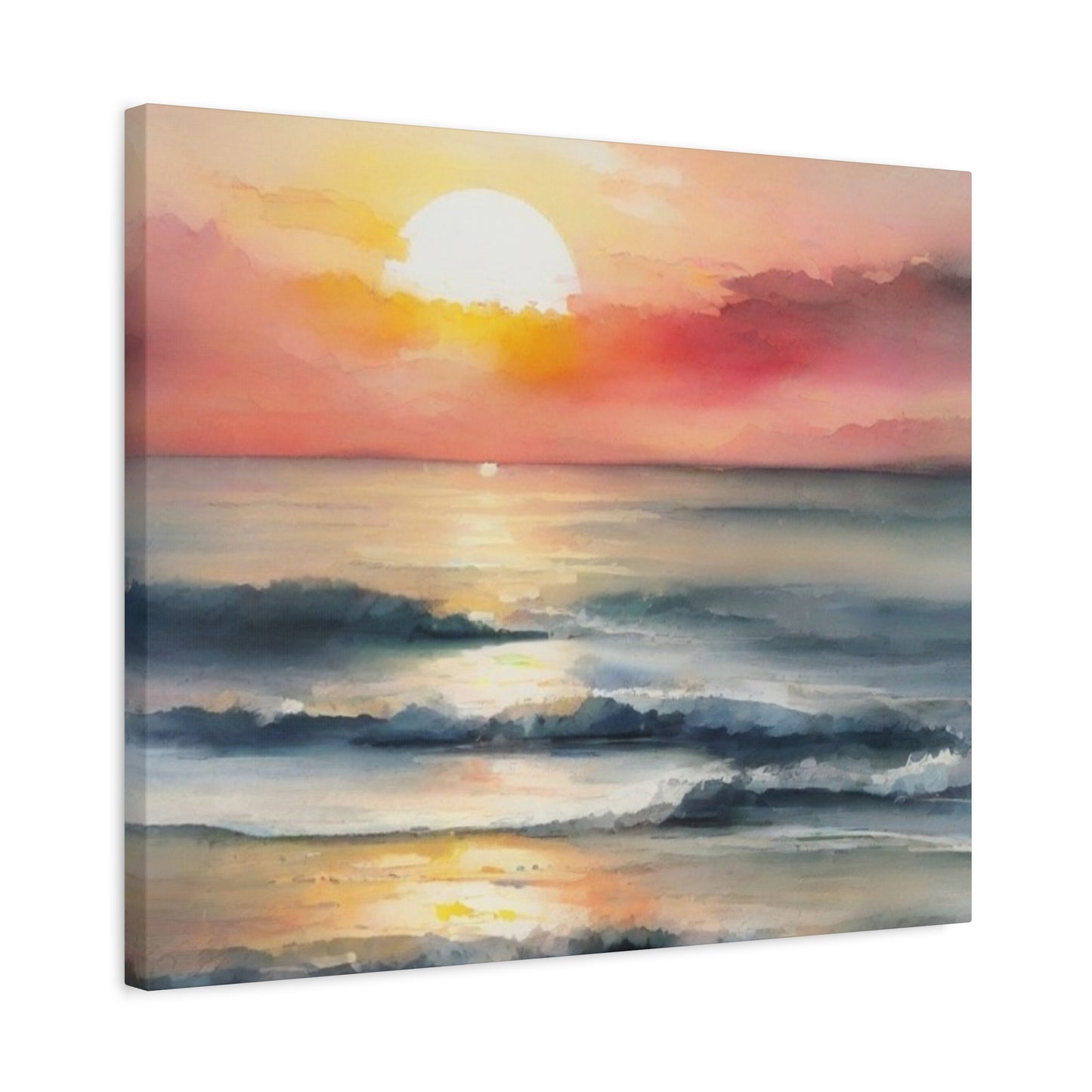 Abstract Art Canvas Print – Modern Wall Art, Matte Canvas, Ready to Hang, Home & Office Décor, Modern Wall Décor, Coastal Sunset Canvas Wall Art - 12" x 16" Stretched Print
