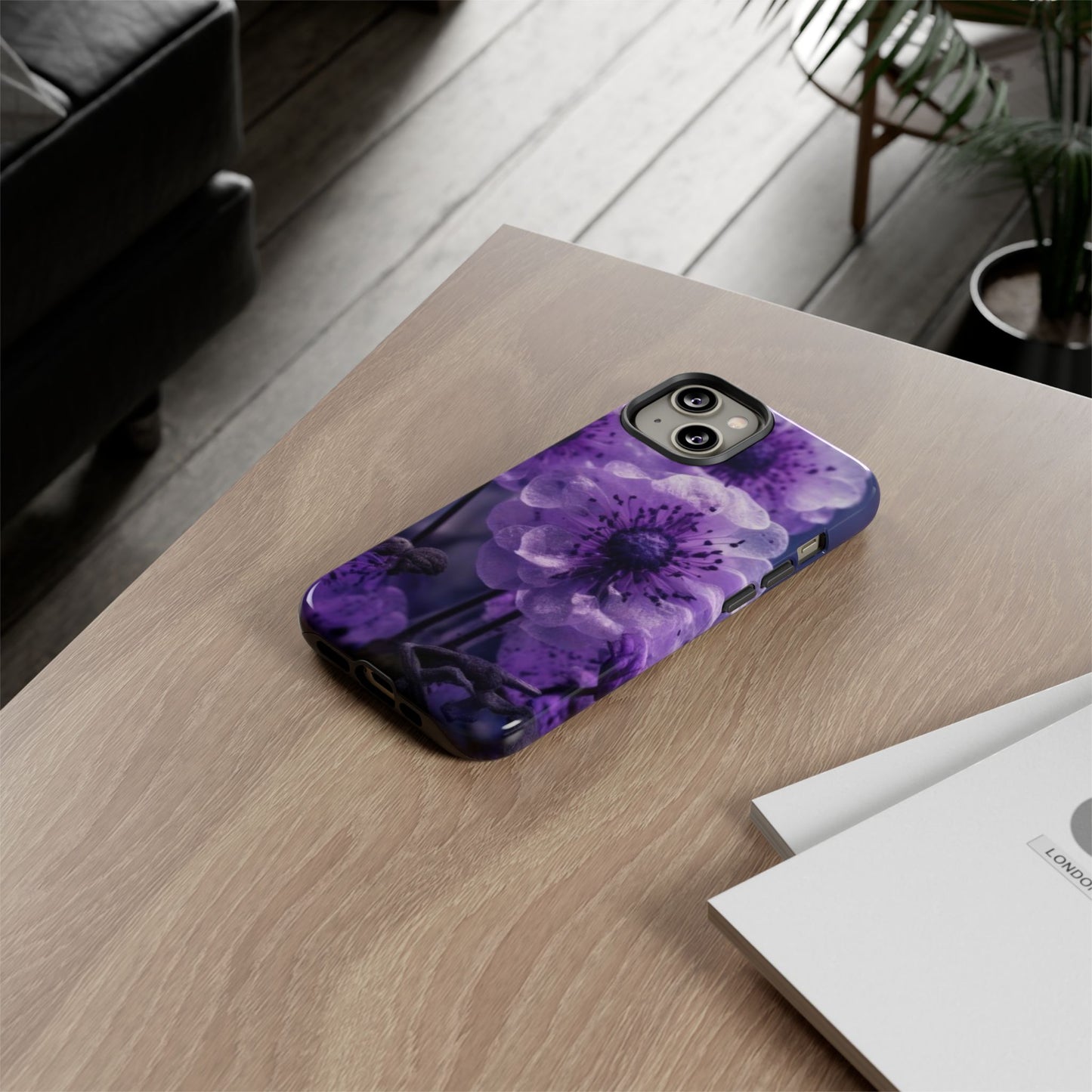 Purple Floral iPhone Case, Tough Cases for iPhone 17/16/15/14- Tough & Stylish Phone Protection. Gifts for her