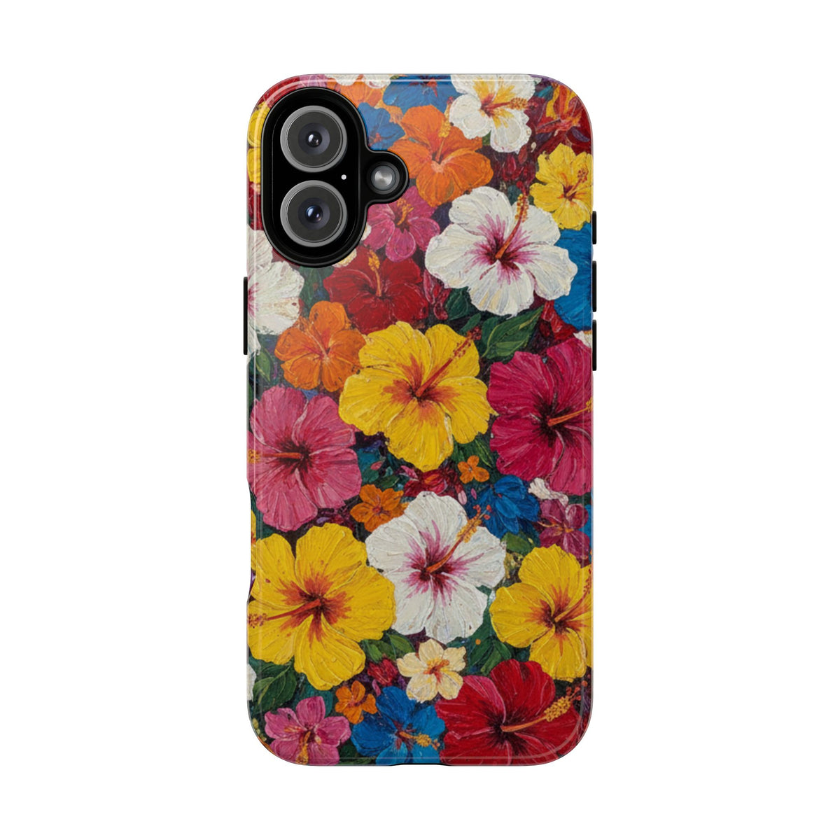 iPhone Tough Cases Phone Cases for iPhone 14\15\16\17 – Dual Layer, Matte/Glossy Finish, Wireless Charging CompatibleFloral Hibiscus Tough Phone Case — Bright Tropical Protection