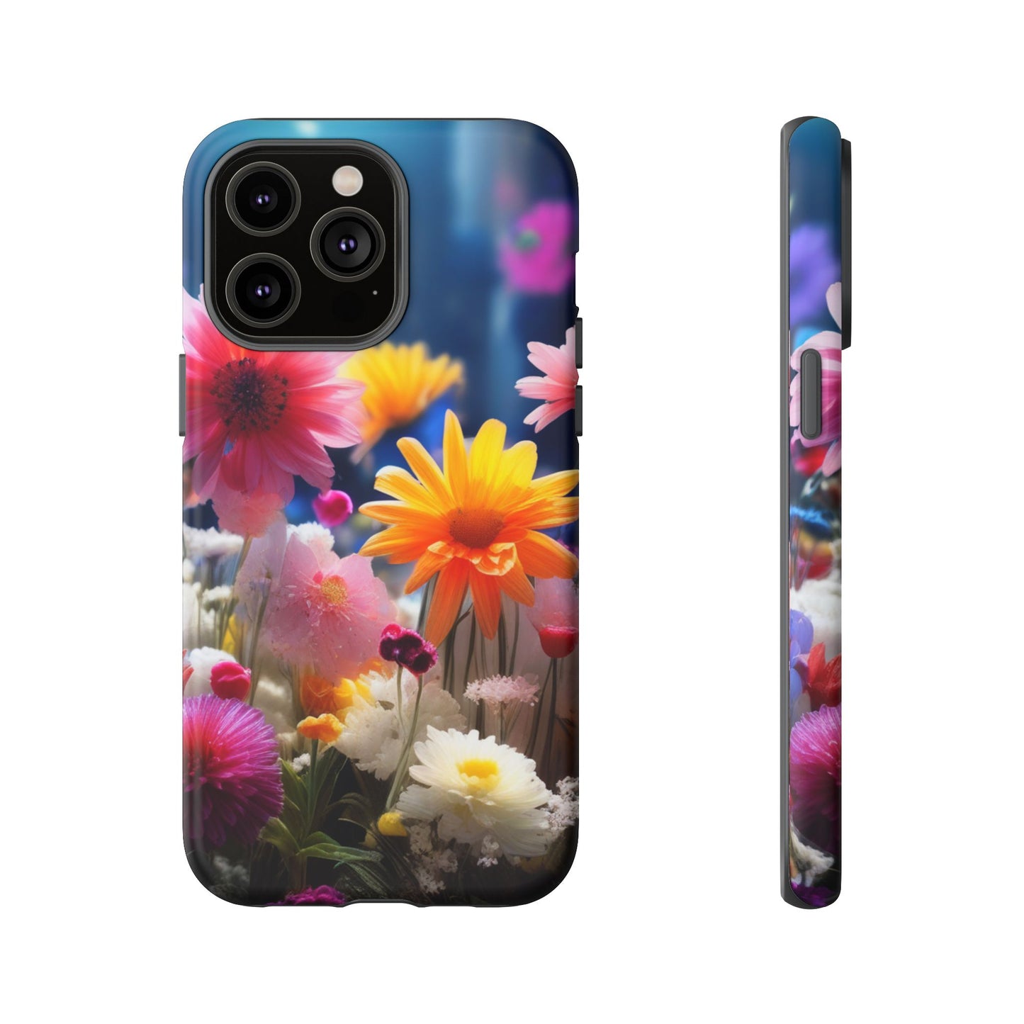 iPhone Tough Cases Phone Cases for iPhone 14\15\16\17– Dual Layer, Matte/Glossy Finish, Wireless Charging Compatible, Floral Garden Phone Case — Vibrant Spring Flowers Protective iPhone Case