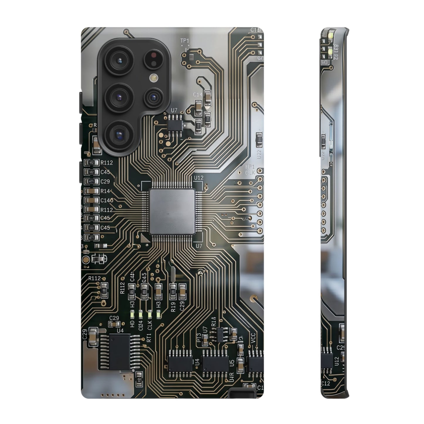 Tough Cases Phone Cases for Samsung Galaxy S25/S24/S23/S22 – Dual Layer, Matte/Glossy Finish, Wireless Charging Compatible, Circuit Board Phone Case — Tech Circuitry Protective Phone Cover