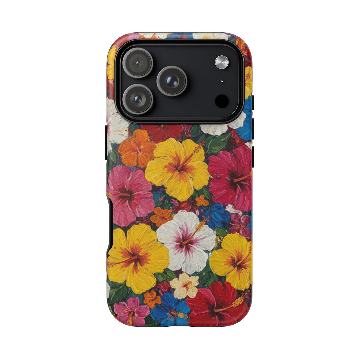 iPhone Tough Cases Phone Cases for iPhone 14\15\16\17 – Dual Layer, Matte/Glossy Finish, Wireless Charging CompatibleFloral Hibiscus Tough Phone Case — Bright Tropical Protection