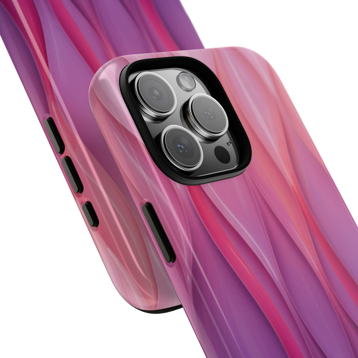 Pink Purple Wave Tough Phone Case. iPhone Tough Cases Phone Cases for iPhone 14\15\16\17 – Dual Layer, Matte/Glossy Finish, Wireless Charging Compatible — Abstract Gradient Protective Cover