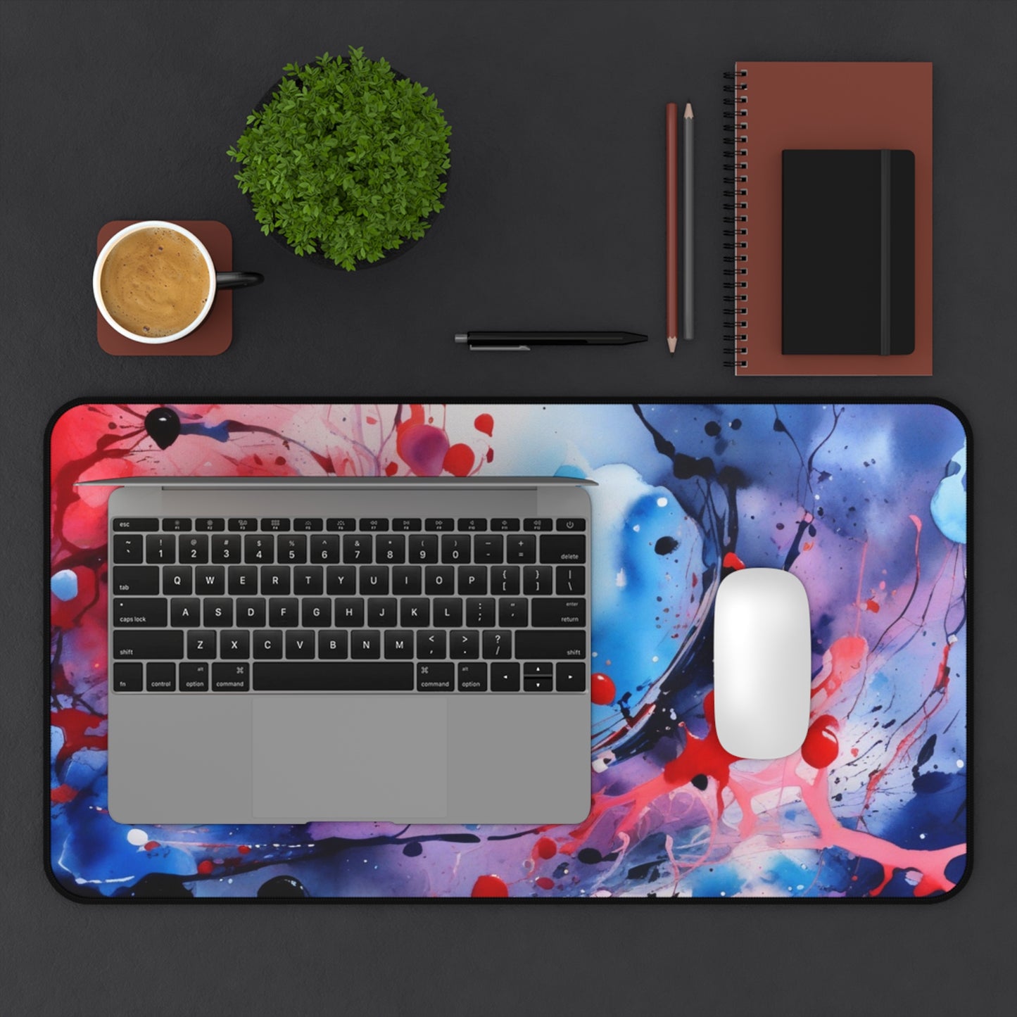 Large Gaming Mouse Pad – Premium Mouse Pad & Tech Accessory for Home & Office, Premium Desk Mat, Gaming Mouse Pad, Non-slip. Abstract Splash Desk Mat — Red & Blue Artistic Mouse Pad