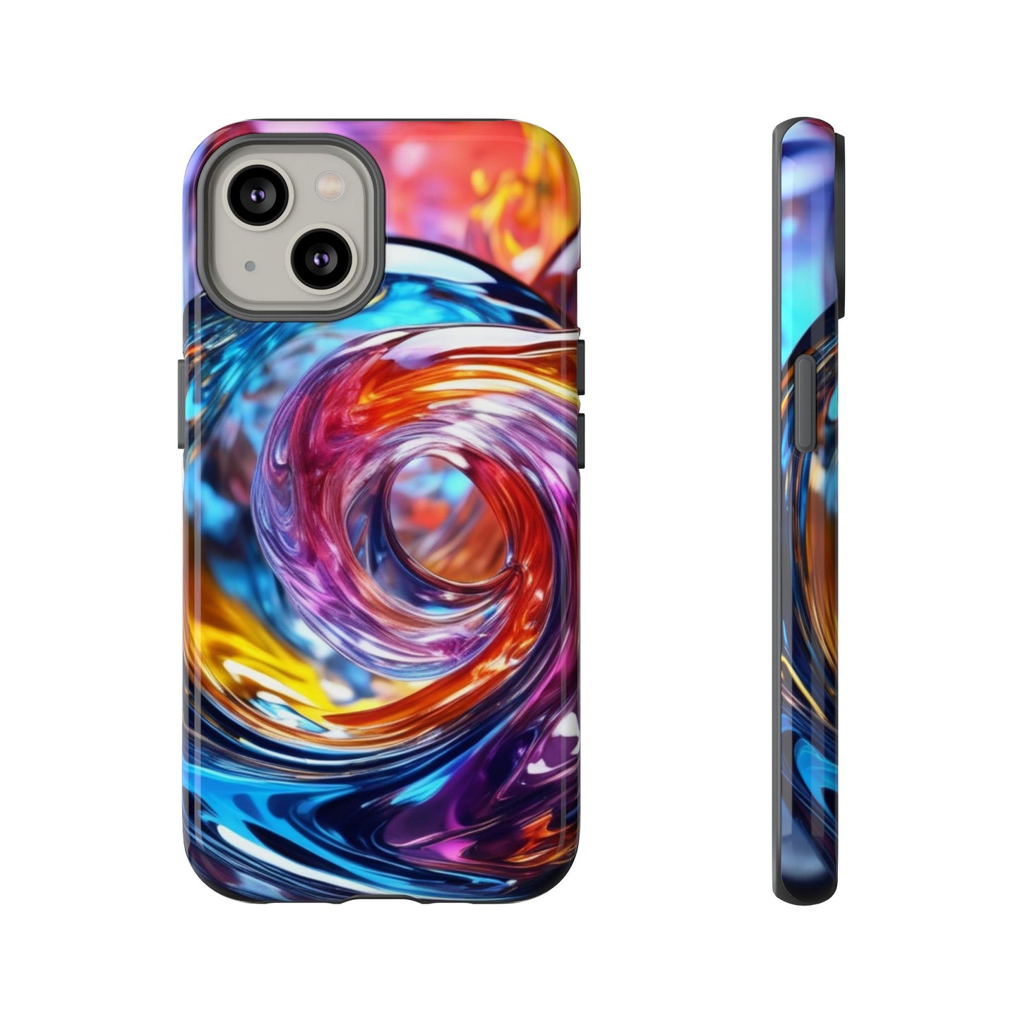 iPhone Tough Case Phone Case for iPhone 14\15\16 – Dual Layer, Matte/Glossy Finish, Wireless Charging CompatibleVibrant Swirl Phone Case - Tough Cases for Protection
