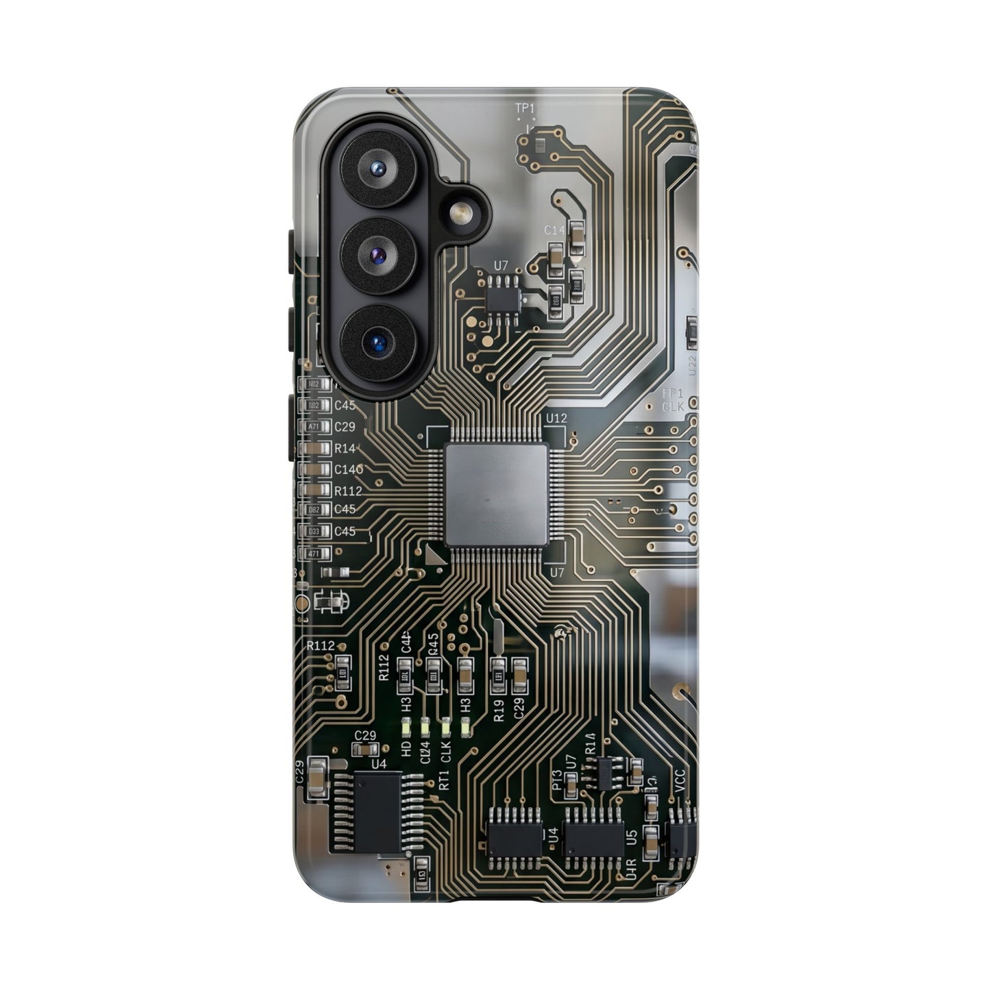 Tough Cases Phone Cases for Samsung Galaxy S25/S24/S23/S22 – Dual Layer, Matte/Glossy Finish, Wireless Charging Compatible, Circuit Board Phone Case — Tech Circuitry Protective Phone Cover