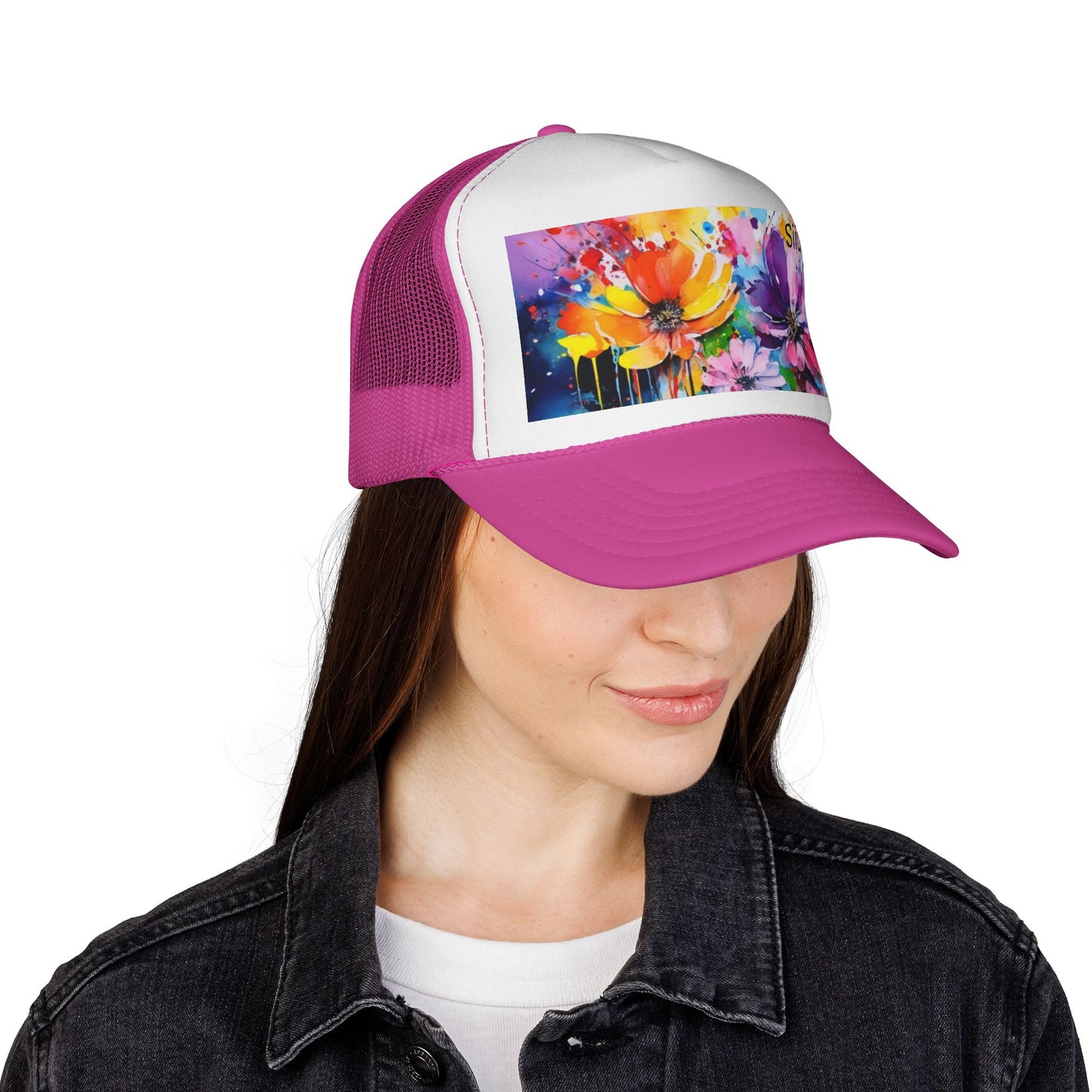 Vibrant Floral Trucker Cap - Colorful Summer Hat for Outdoor Fun