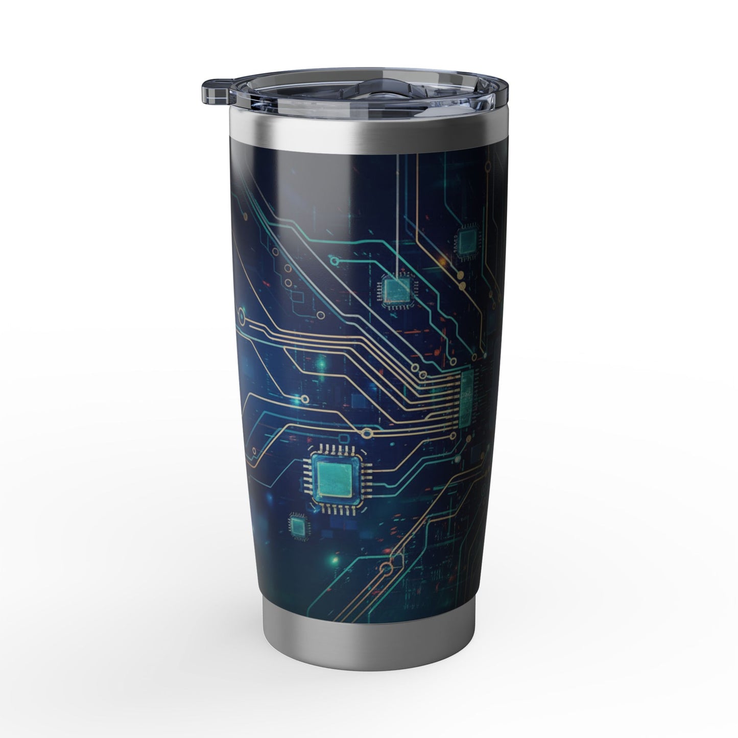 20oz Tumbler – Neon Microchip Design, Insulated Travel CupInsulated Stainless Steel Travel Tumbler, Spill-Resistant, Double-Wall, Car Cup Holder Friendly. Travel Tumbler.