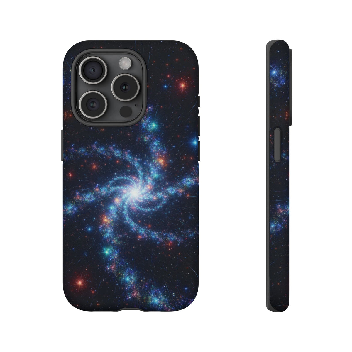 iPhone Tough Cases Phone Cases for iPhone 14\15\16\17\18 – Dual Layer, Matte/Glossy Finish, Wireless Charging Compatible. Galaxy Spiral Tough Phone Case — Cosmic Starfield Protective Cover for iPhone
