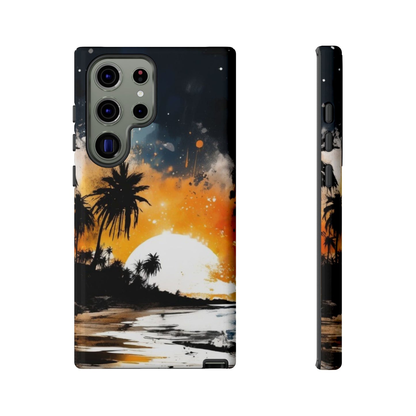 Tough Cases Phone Cases for Samsung Galaxy S25/S24/S23 – Dual Layer, Matte/Glossy Finish, Wireless Charging Compatible: Tropical Sunset Phone Case, Customizable iPhone Cover, Summer Vibes Accessory, Beach Lover Gift