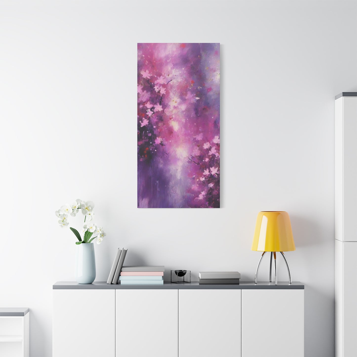 Abstract Art Canvas Print – Modern Wall Art, Digital Artwork, Matte Canvas, Ready to Hang, Home & Office Décor, Modern Wall Décor, Floral Abstract Wall Art - Purple Blossom Matte Canvas
