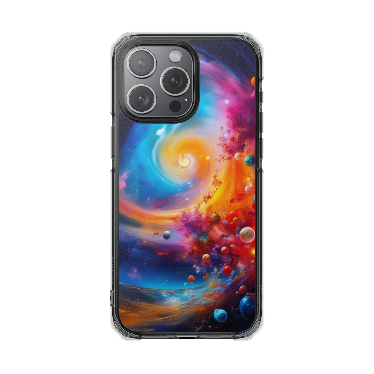 Magnetic Impact Phone Case for iPhone 16/15/14 — Colorful Cosmic Swirl Design