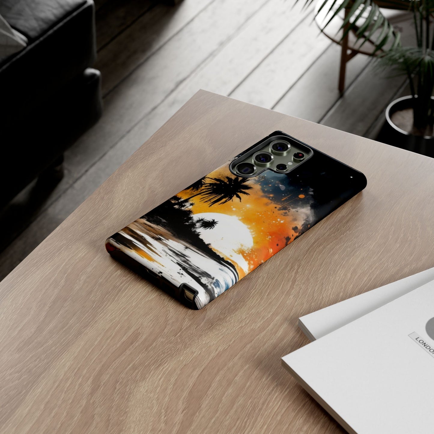 Tough Cases Phone Cases for Samsung Galaxy S25/S24/S23 – Dual Layer, Matte/Glossy Finish, Wireless Charging Compatible: Tropical Sunset Phone Case, Customizable iPhone Cover, Summer Vibes Accessory, Beach Lover Gift