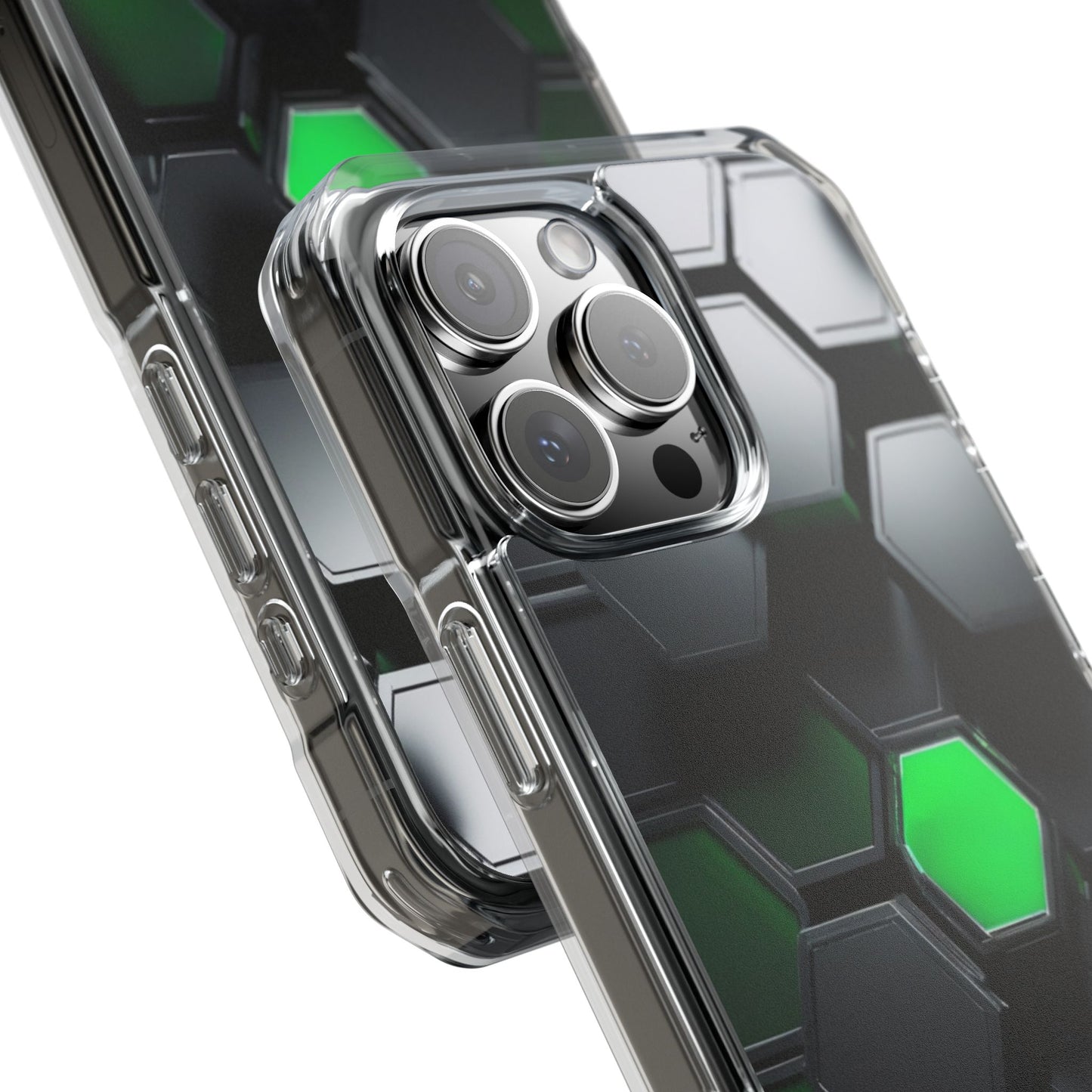 Magnetic Impact Phone Case for iPhone 16/15/14, Hexagon Pattern Magnetic Clear Impact Case, Stylish Phone Accessory, Gift for Tech Lovers, Durable Protection, Customizable Designs