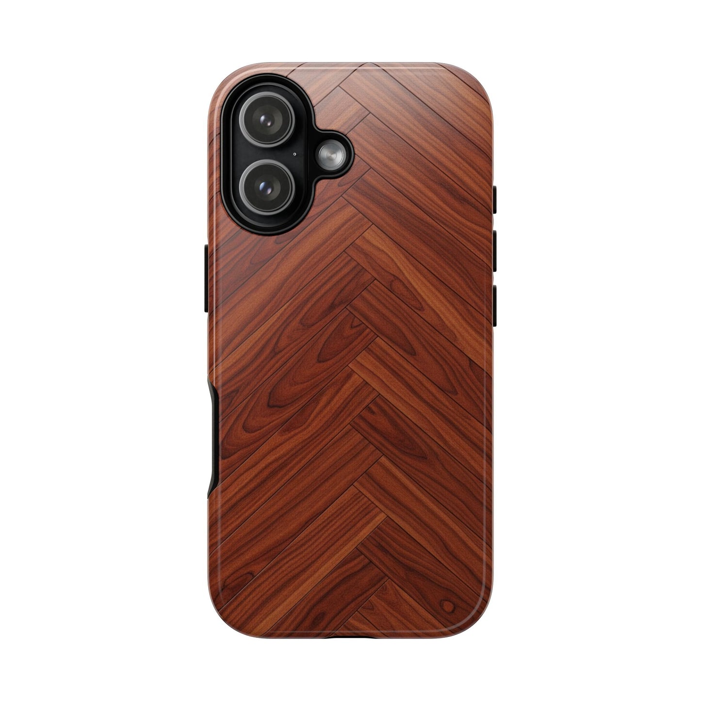 iPhone Tough Cases Phone Cases for iPhone 14\15\16\17 – Dual Layer, Matte/Glossy Finish, Wireless Charging Compatible. Tough Phone Case — Plastic Herringbone Walnut Protective Cover