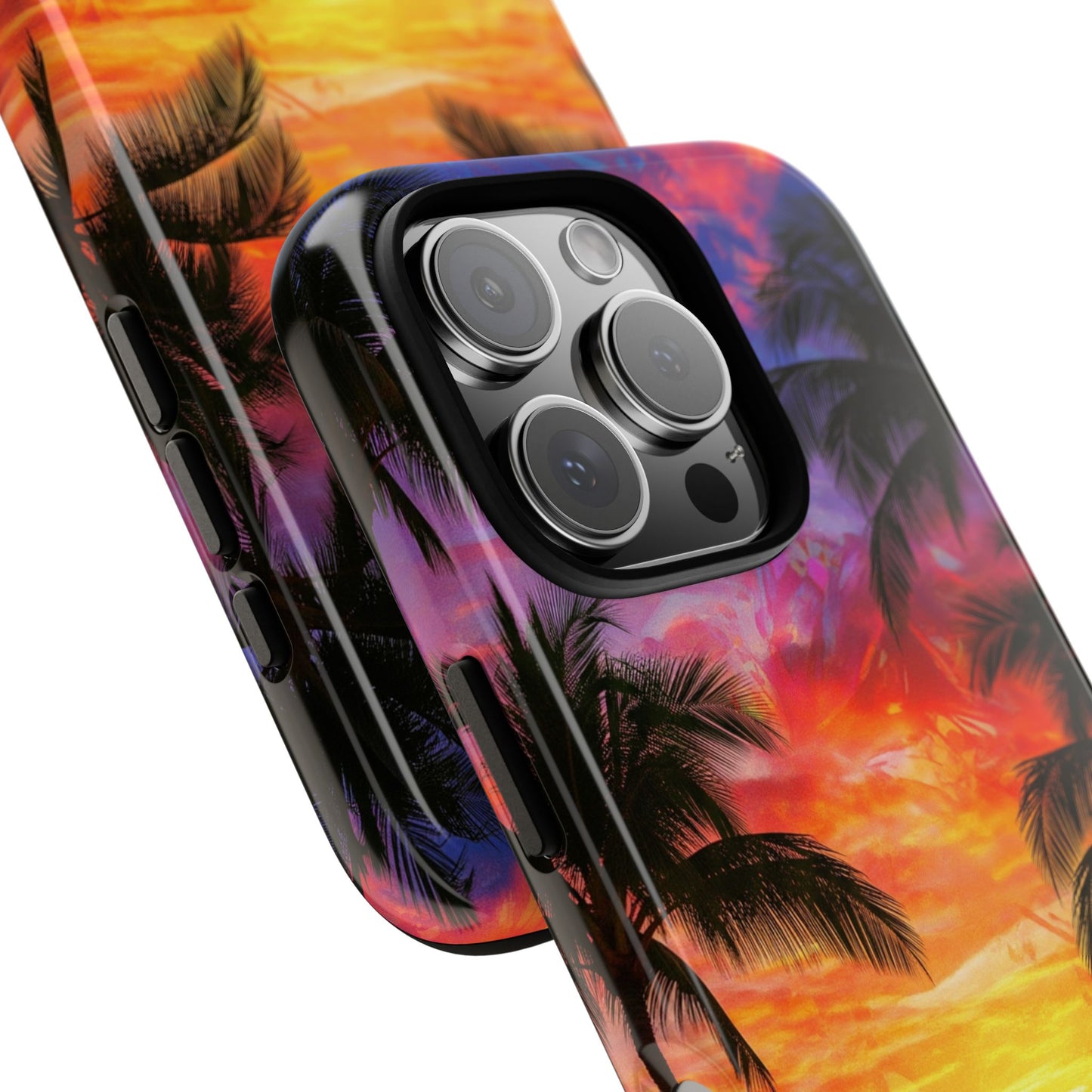 iPhone Tough Cases Phone Cases for iPhone 14\15\16\17. Tropical Sunset Phone Case — Palm Tree Beach Protective Cover