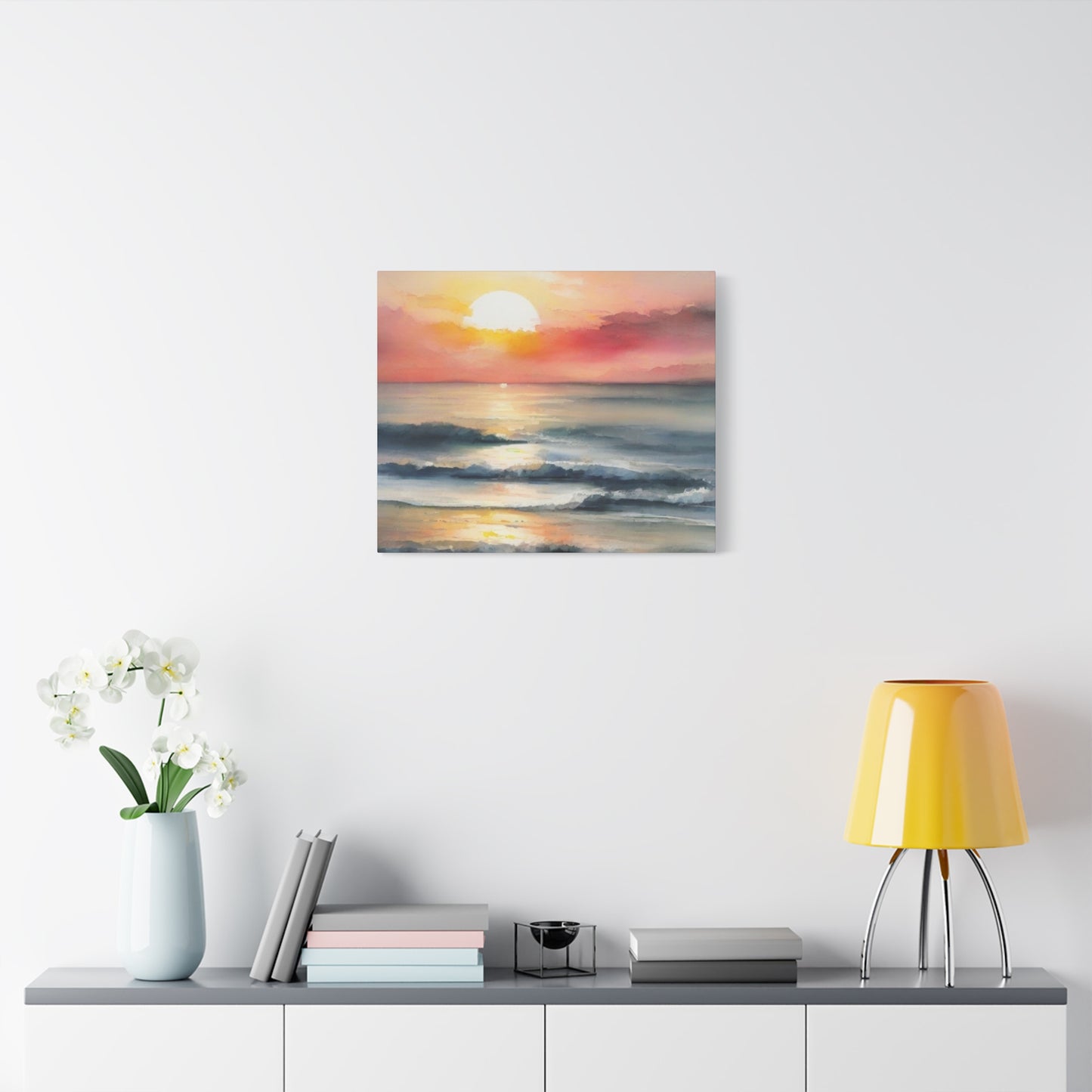 Abstract Art Canvas Print – Modern Wall Art, Matte Canvas, Ready to Hang, Home & Office Décor, Modern Wall Décor, Coastal Sunset Canvas Wall Art - 12" x 16" Stretched Print
