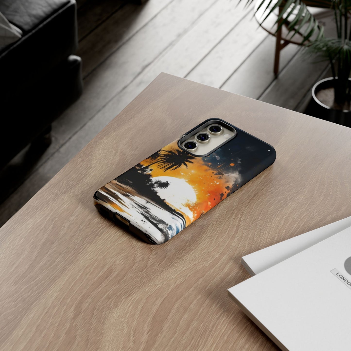 Tough Cases Phone Cases for Samsung Galaxy S25/S24/S23 – Dual Layer, Matte/Glossy Finish, Wireless Charging Compatible: Tropical Sunset Phone Case, Customizable iPhone Cover, Summer Vibes Accessory, Beach Lover Gift