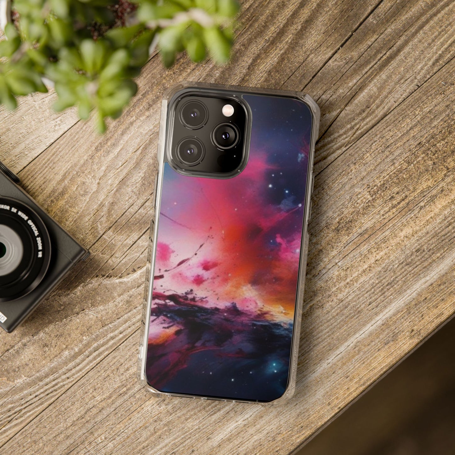 Cosmic Magnetic Phone Case for iPhone 16/15/14 - Nebula Design, Clear Impact Cover, Galaxy Phone Accessory, Unique Gift for Tech Lovers, Phone Protector