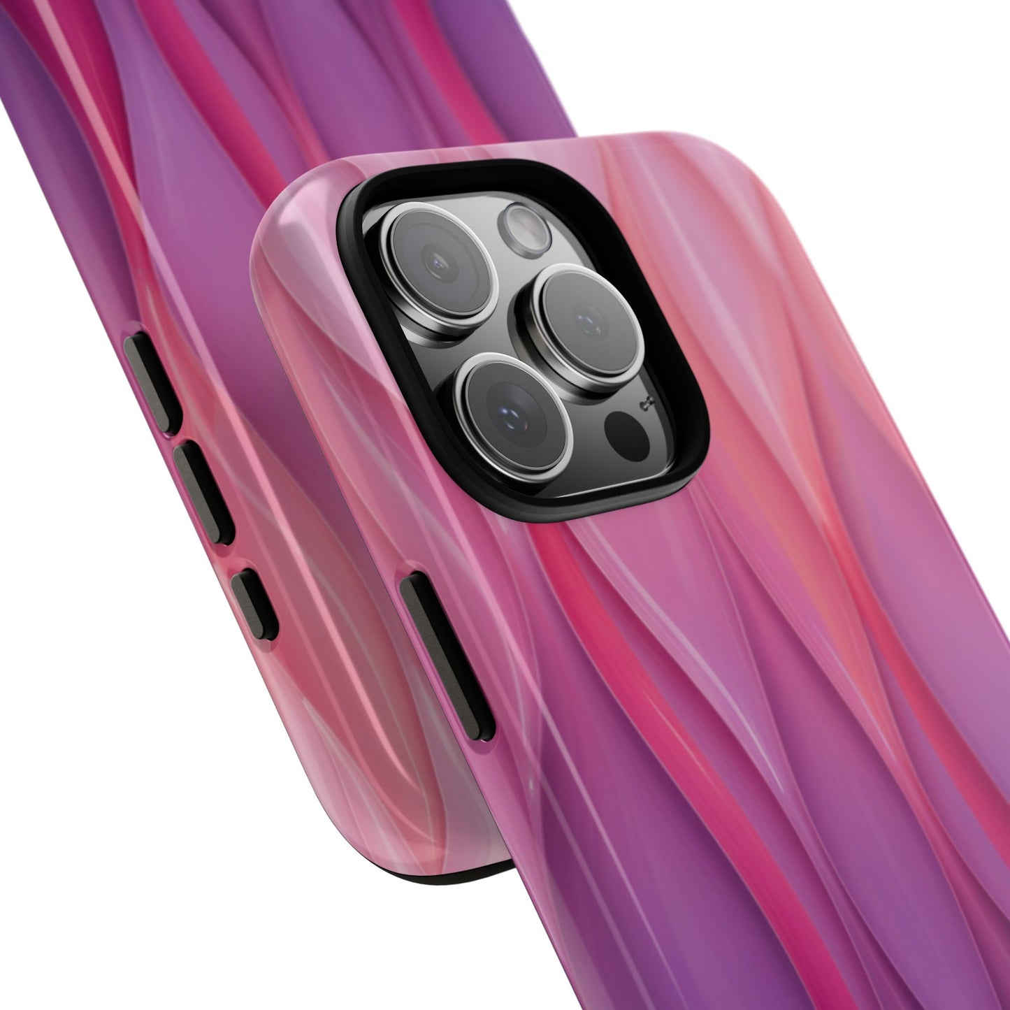 Pink Purple Wave Tough Phone Case. iPhone Tough Cases Phone Cases for iPhone 14\15\16\17 – Dual Layer, Matte/Glossy Finish, Wireless Charging Compatible — Abstract Gradient Protective Cover