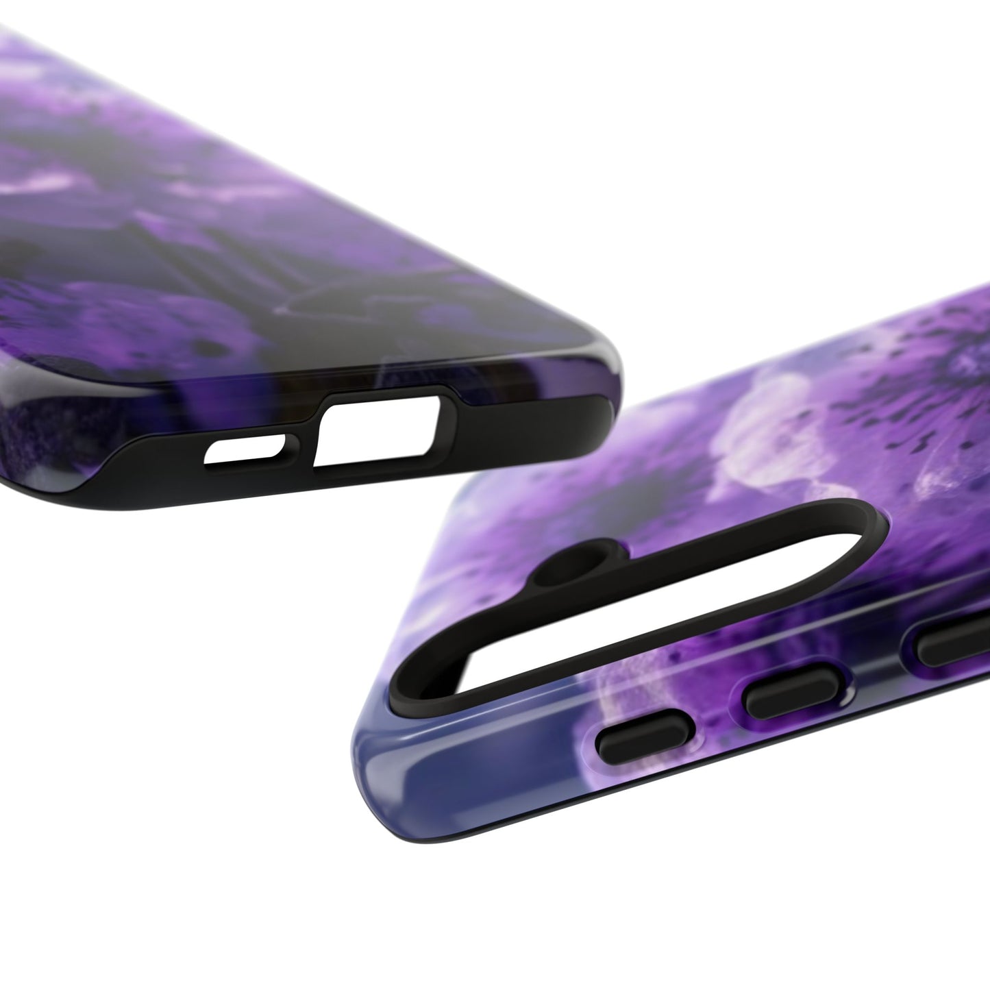 Purple Floral Tough Phone Case for Samsung Galaxy S25/S24/S23, Gifts for Her