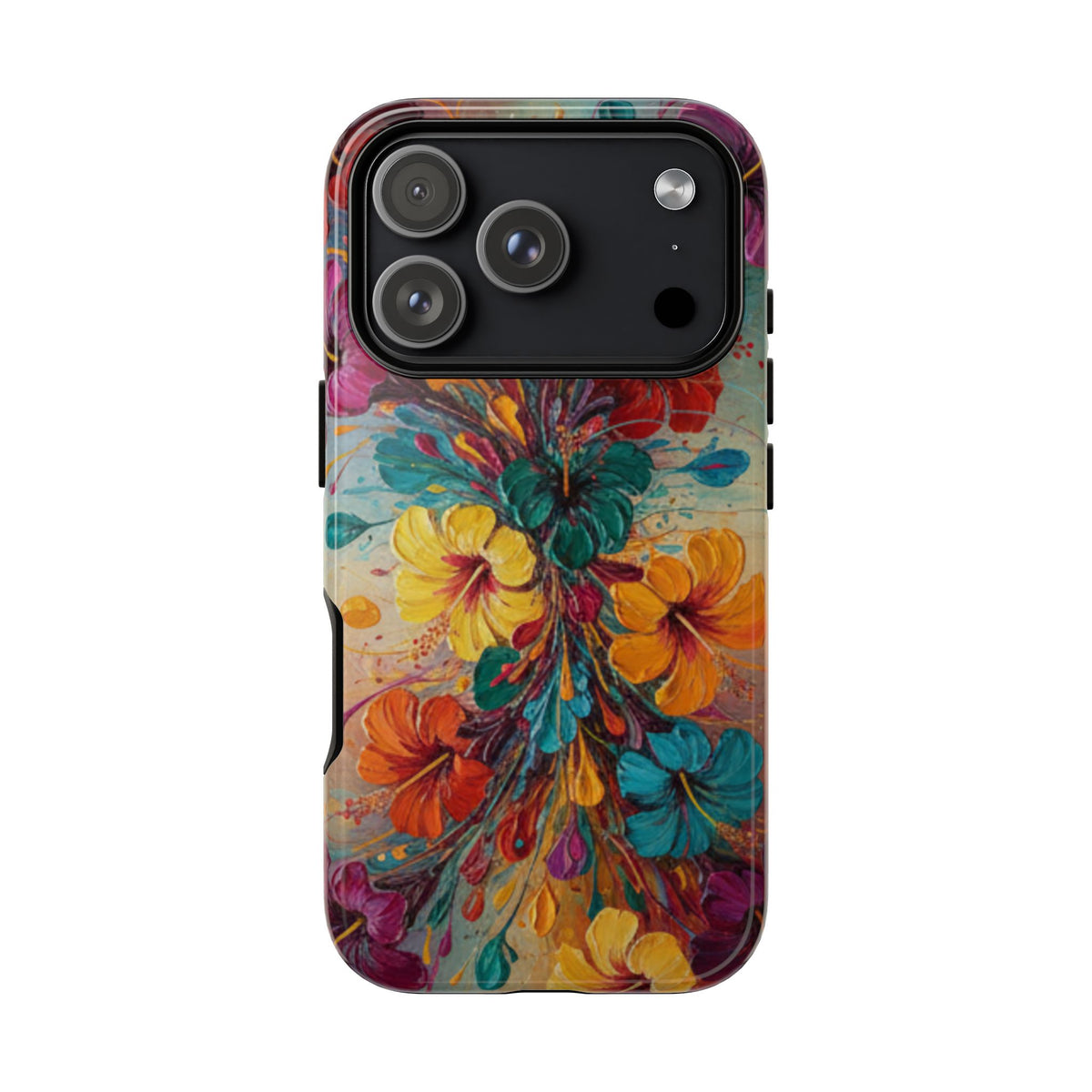 iPhone Tough Cases Phone Cases for iPhone 14\15\16\17\18 – Dual Layer, Matte/Glossy Finish, Wireless Charging Compatible. Floral Burst Tough Phone Case — Vibrant Flower Protective Case