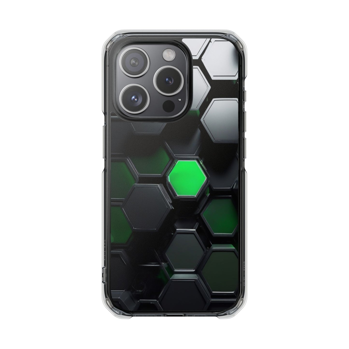 Magnetic Impact Phone Case for iPhone 16/15/14, Hexagon Pattern Magnetic Clear Impact Case, Stylish Phone Accessory, Gift for Tech Lovers, Durable Protection, Customizable Designs