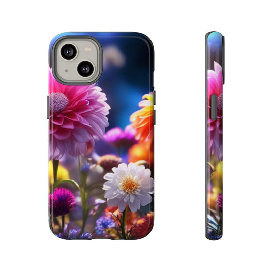 iPhone Tough Cases Phone Cases for iPhone 14\15\16\17 – Dual Layer, Matte/Glossy Finish, Wireless Charging Compatible, Floral Garden Phone Case — Vibrant Bloom Protective iPhone Cover