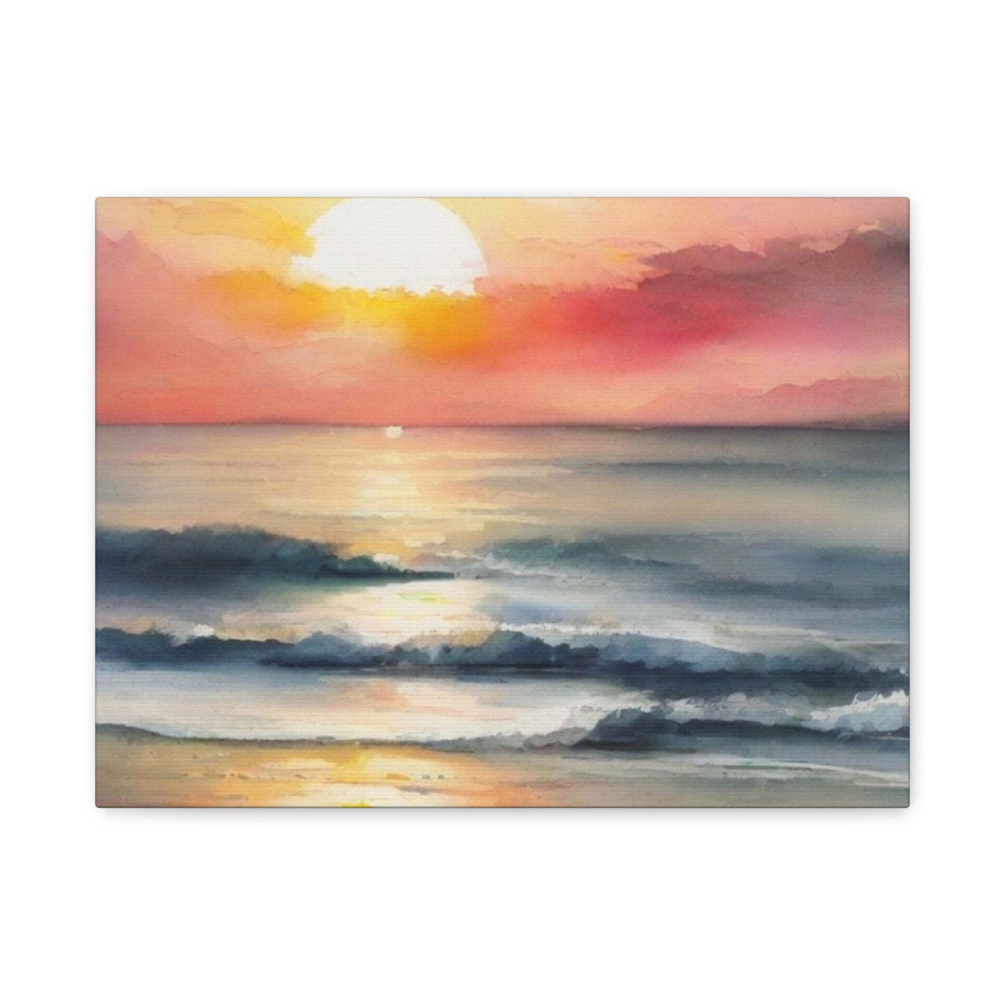 Abstract Art Canvas Print – Modern Wall Art, Digital Artwork, Matte Canvas, Ready to Hang, Home & Office Décor, Modern Wall Décor, Coastal Sunset Canvas Wall Art - 12" x 16" Stretched Print
