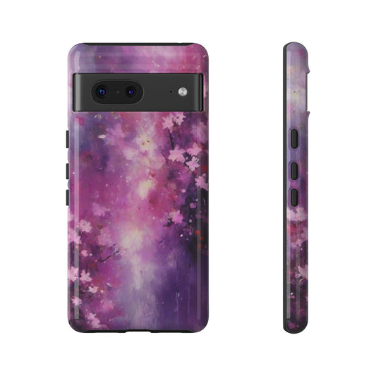 Tough Case Phone Case for Google Pixel 7/8/9– Dual Layer, Matte/Glossy Finish, Wireless Charging Compatible, Artistic Floral Phone Case - Tough Cases with Cherry Blossom Design