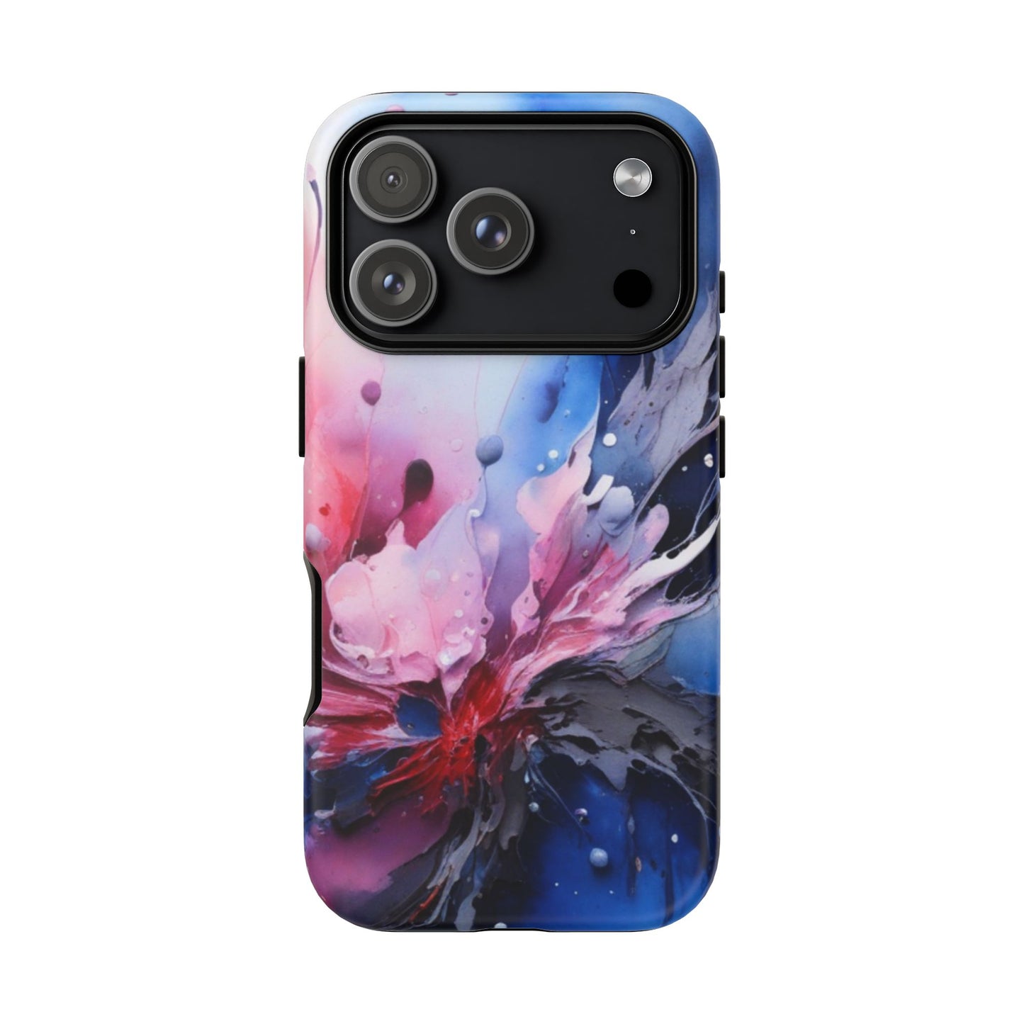 Tough Case — Abstract Pink & Blue Phone Case. iPhone Tough Cases Phone Cases for iPhone 17/16/15/14 – Dual Layer, Matte/Glossy Finish, Wireless Charging Compatible