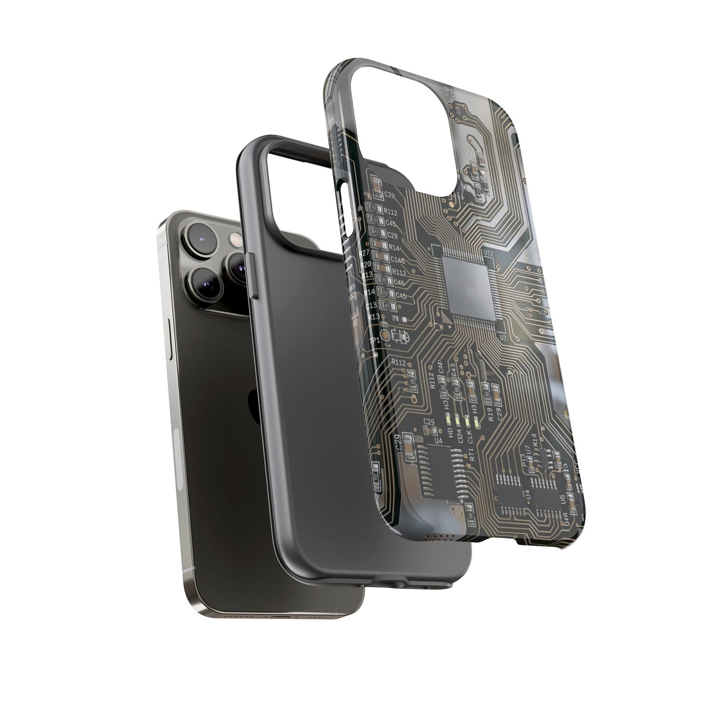 iPhone Tough Cases Phone Cases for iPhone 14\15\16\17 – Dual Layer, Matte/Glossy Finish, Wireless Charging Compatible. Circuit Board Tough Phone Case — Tech-Inspired Protective iPhone Cover