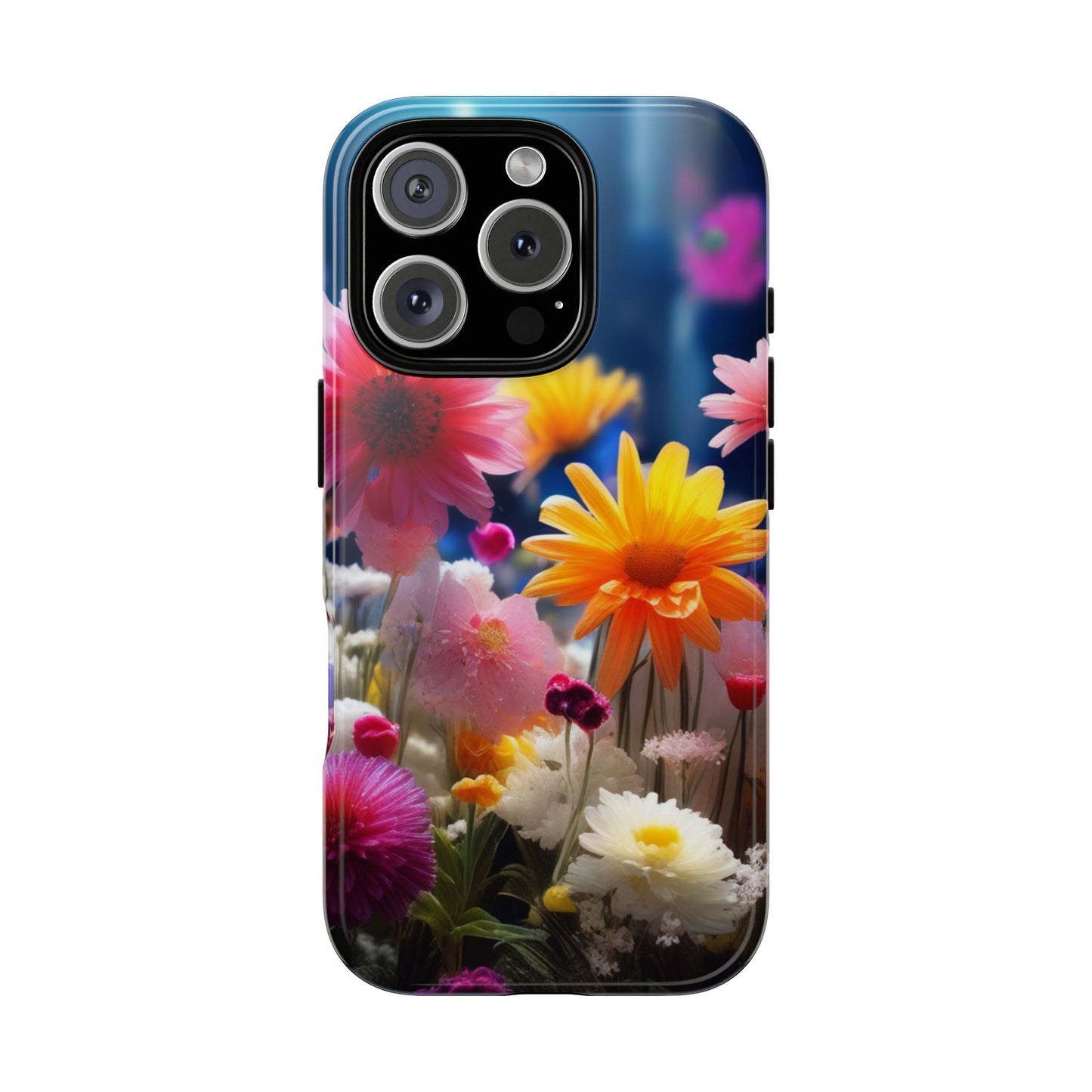 iPhone Tough Cases Phone Cases for iPhone 14\15\16\17– Dual Layer, Matte/Glossy Finish, Wireless Charging Compatible, Floral Garden Phone Case — Vibrant Spring Flowers Protective iPhone Case