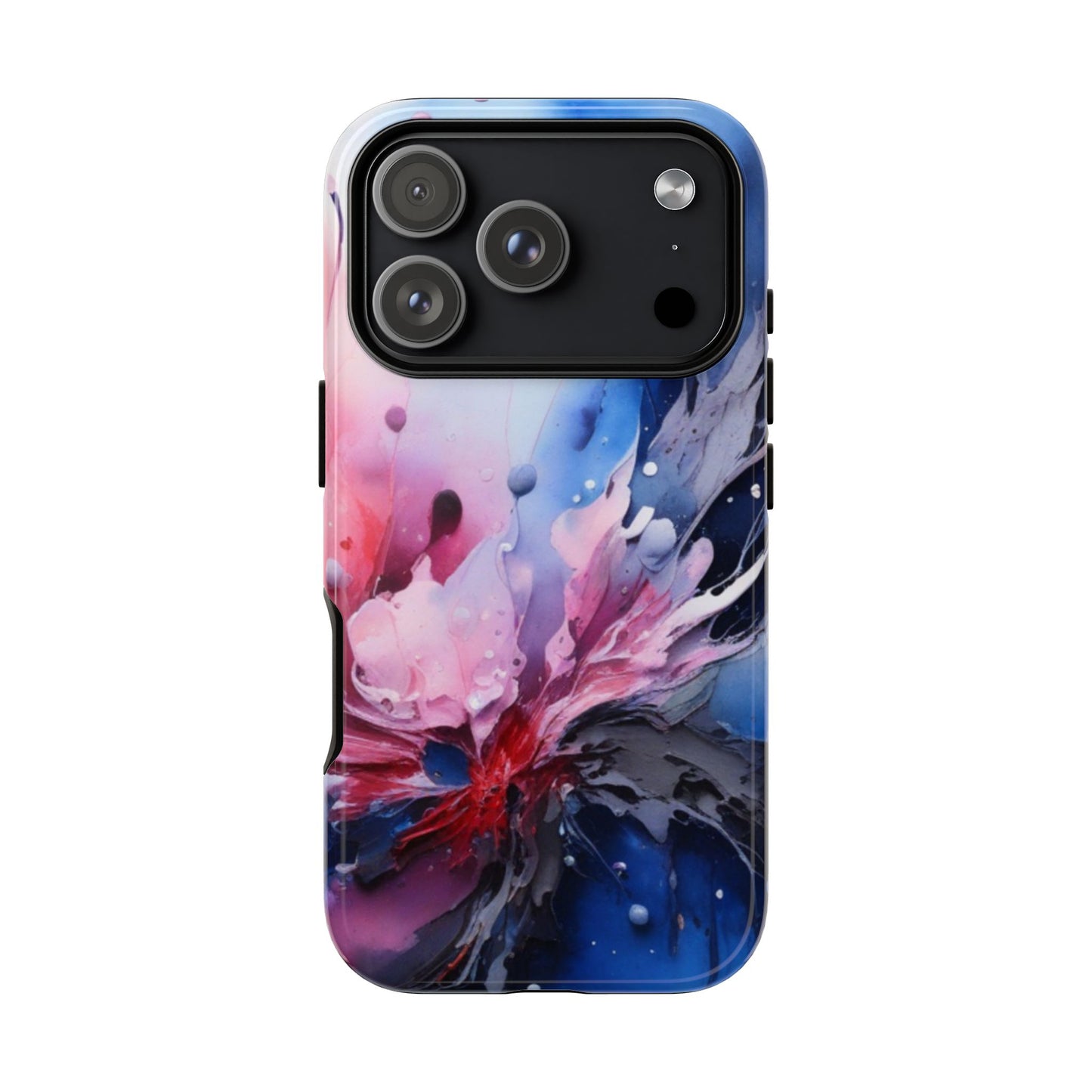 Tough Case — Abstract Pink & Blue Phone Case. iPhone Tough Cases Phone Cases for iPhone 17/16/15/14 – Dual Layer, Matte/Glossy Finish, Wireless Charging Compatible