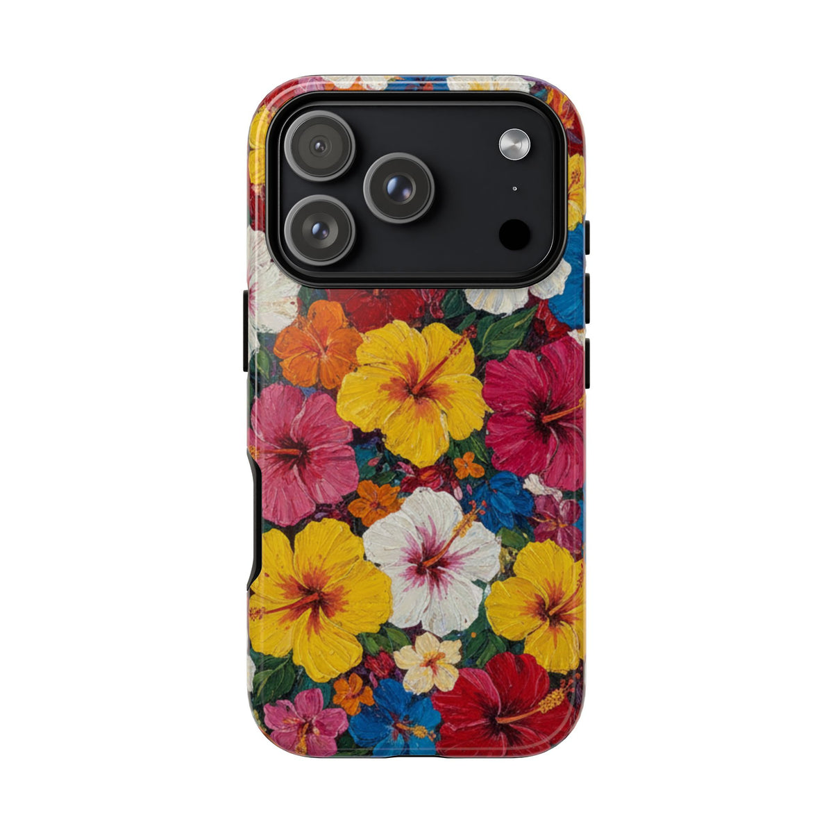 iPhone Tough Cases Phone Cases for iPhone 14\15\16\17 – Dual Layer, Matte/Glossy Finish, Wireless Charging CompatibleFloral Hibiscus Tough Phone Case — Bright Tropical Protection