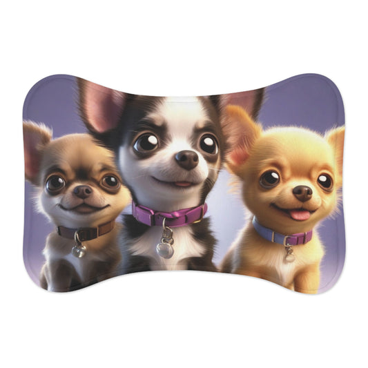 Designer Pet Feeding Mat – Non-Slip, Absorbent & Bone Shaped for Mess-Free Meals, Cute Chihuahua Pet Feeding Mat – Perfect for Dog Lovers