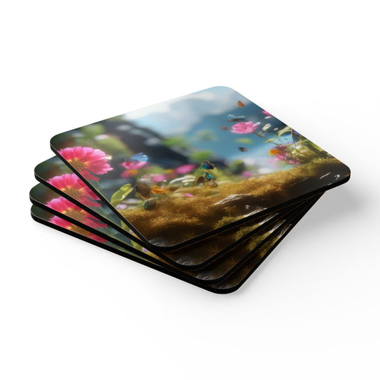 Nature-Inspired Cork Coaster Set with Floral Design, Kitchen Decor, Kitchen Accessories