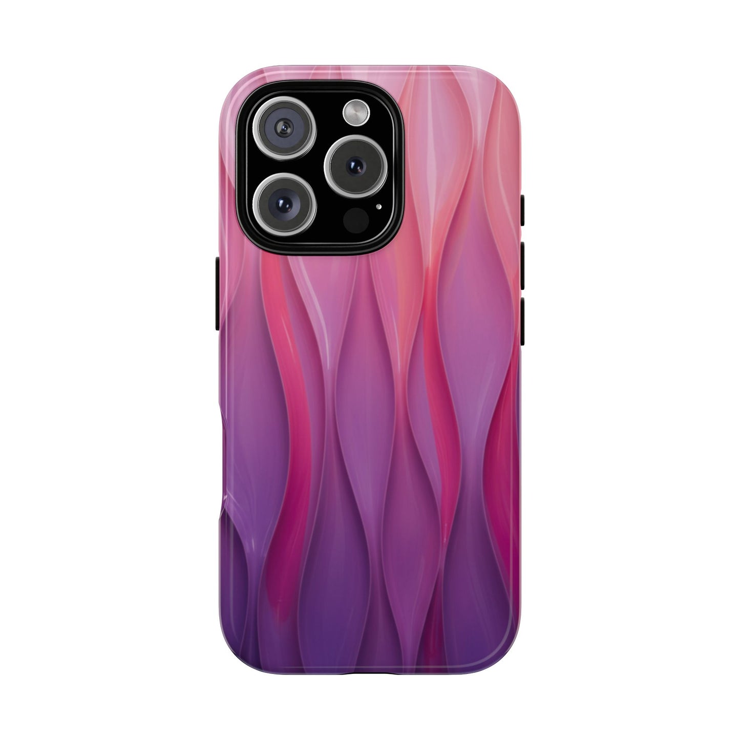 Pink Purple Wave Tough Phone Case. iPhone Tough Cases Phone Cases for iPhone 14\15\16\17 – Dual Layer, Matte/Glossy Finish, Wireless Charging Compatible — Abstract Gradient Protective Cover