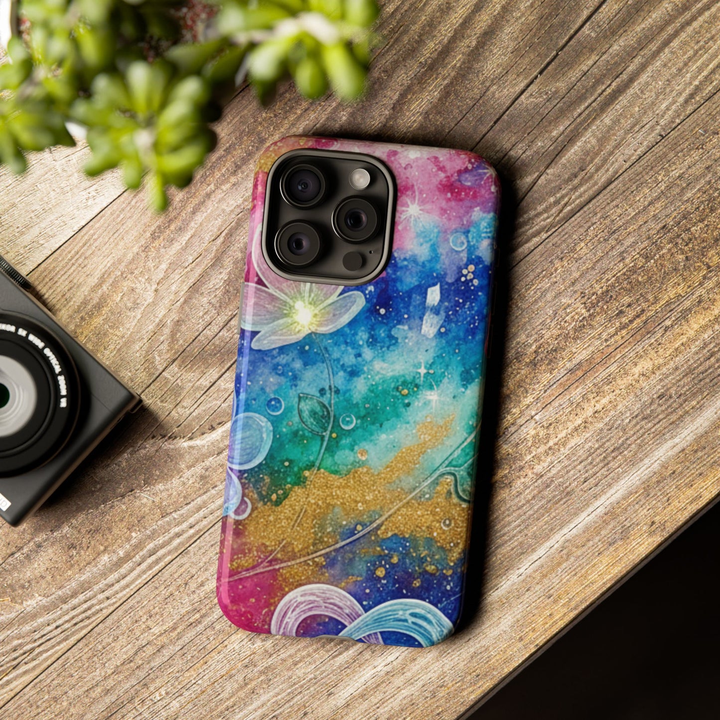 iPhone Tough Cases, iPhone 17 phone case, Phone Cases for iPhone 14\15\16\17 – Dual Layer, Matte/Glossy Finish, Wireless Charging Compatible, Galaxy Floral Tough Phone Case — Colorful Bubbles Design
