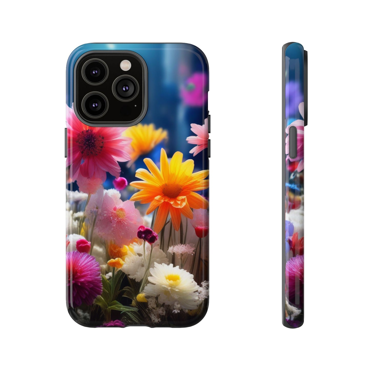 iPhone Tough Cases Phone Cases for iPhone 14\15\16\17– Dual Layer, Matte/Glossy Finish, Wireless Charging Compatible, Floral Garden Phone Case — Vibrant Spring Flowers Protective iPhone Case