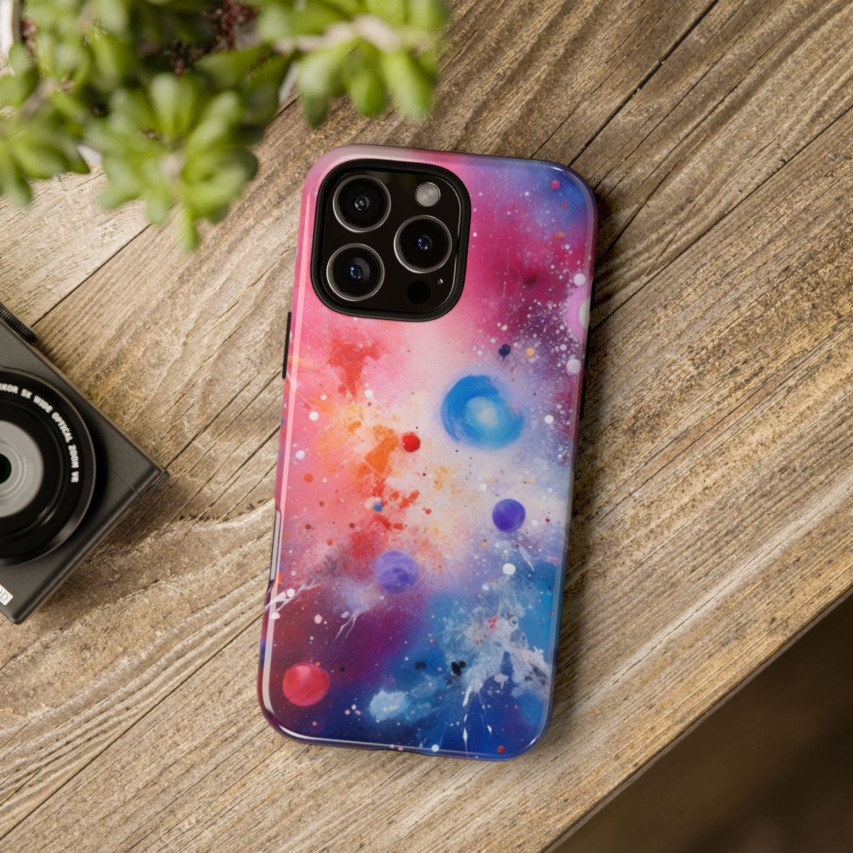 iPhone Tough Case Phone Case for iPhone 14\15\16 – Dual Layer, Matte/Glossy Finish, Wireless Charging Compatible, Galaxy-Themed Tough Phone Case – Vibrant Space Design