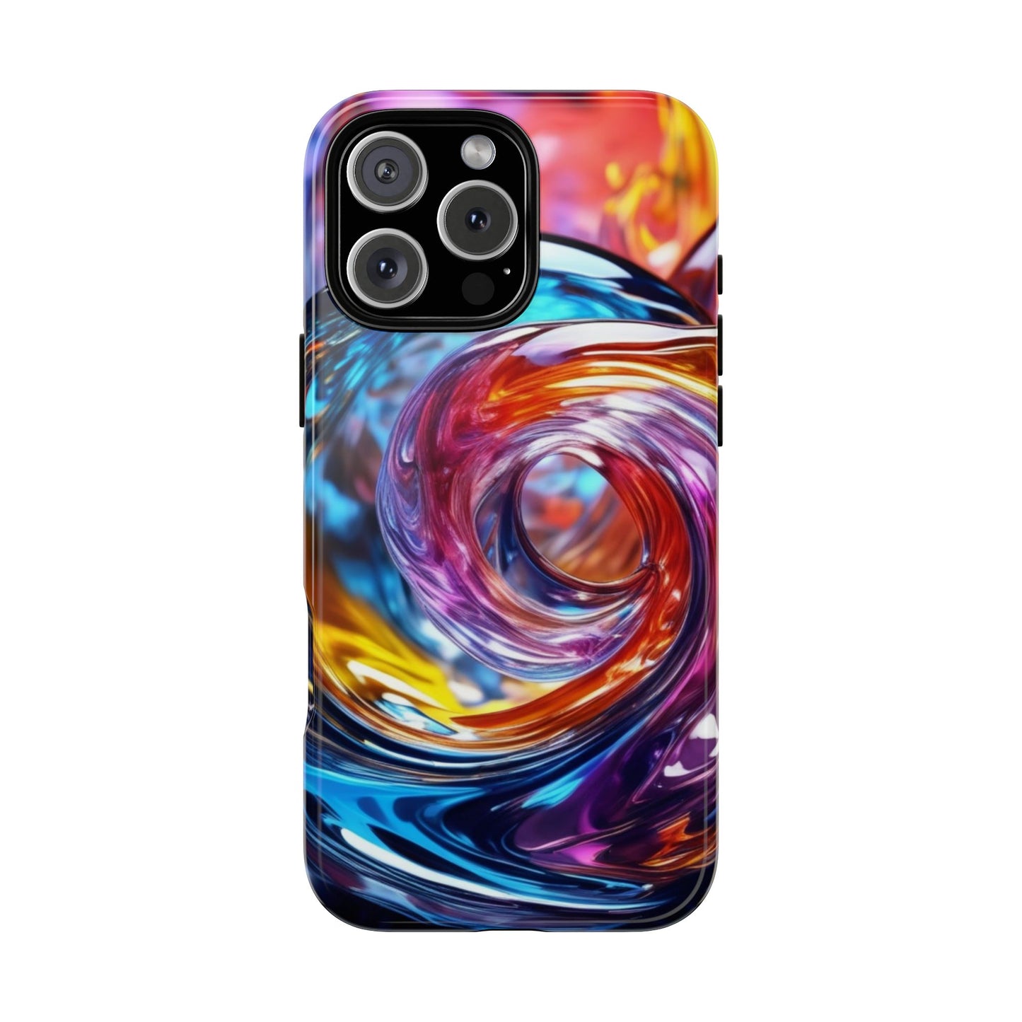 iPhone Tough Case Phone Case for iPhone 14\15\16 – Dual Layer, Matte/Glossy Finish, Wireless Charging CompatibleVibrant Swirl Phone Case - Tough Cases for Protection