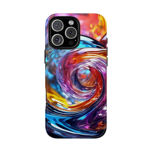 iPhone Tough Case Phone Case for iPhone 14\15\16 – Dual Layer, Matte/Glossy Finish, Wireless Charging CompatibleVibrant Swirl Phone Case - Tough Cases for Protection