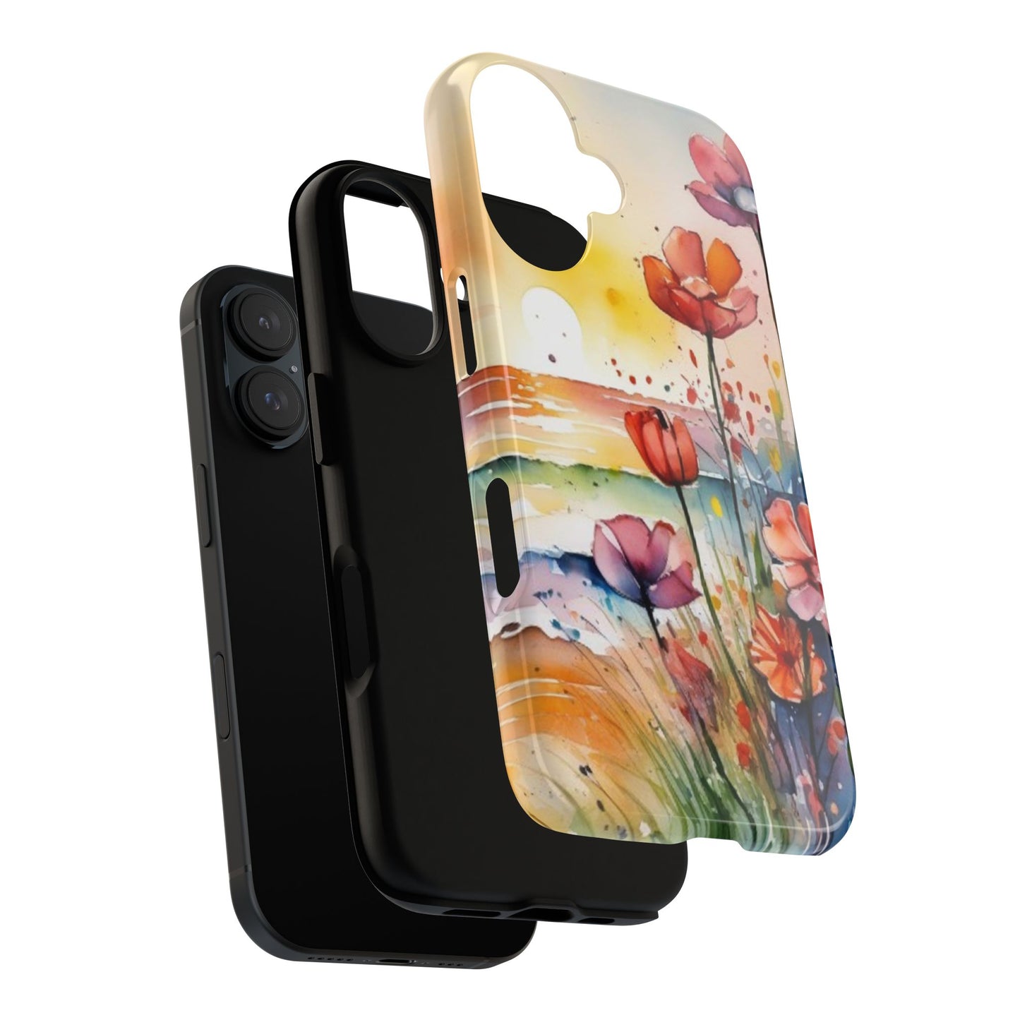 Floral Phone Case, Tough Cases Phone Cases for iPhone 17/16/15/14 - Tough Cases with Vibrant Watercolor Design