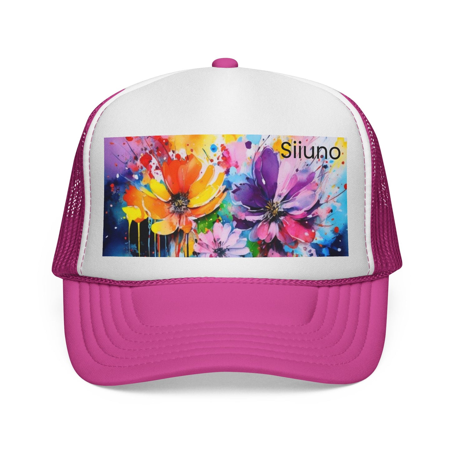 Vibrant Floral Trucker Cap - Colorful Summer Hat for Outdoor Fun