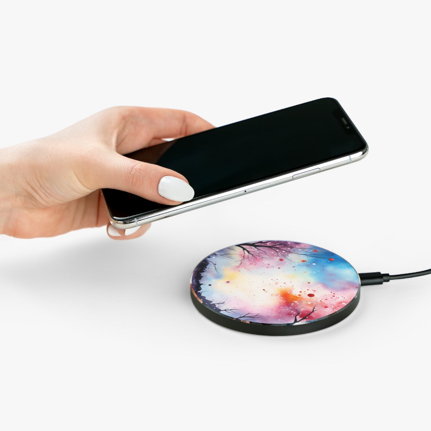 10W Fast Wireless Phone Charger – Qi-Certified for iPhone 16/15/14, Samsung Galaxy S25/S24/S23, Google Pixel 7/8/9 – Sleek, Compact Design with Micro USB Cable.